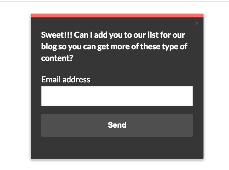 image of yesinsights website widget survey to open the customer feedback loop on their blog 