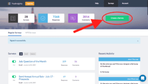 image of Step 1 - creating a survey - of how to integrate yesinsights into salesloft