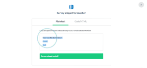 image of Step 7 - copying your aweber snippet - of how to integrate yesinsights into aweber