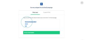 image of Step 7 - copying your activecampaign snippet - of how to integrate yesinsights into activecampaign