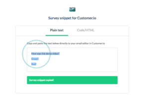 image of Step 7 - copying your customer.io snippet - of how to integrate yesinsights into customer.io