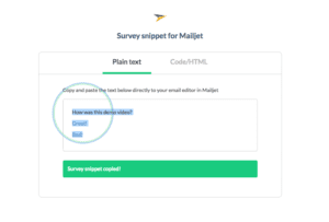 image of Step 7 - copying your mailjet snippet - of how to integrate yesinsights into mailjet