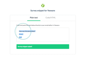 image of Step 7 - copying your yesware snippet - of how to integrate yesinsights into yesware
